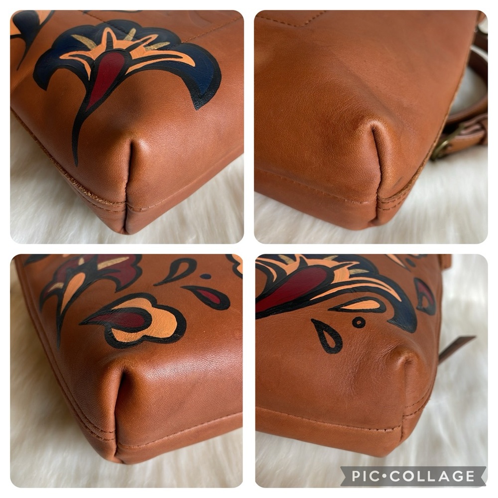 Floral Brown Leather Crossbody Bag - Picture 10 of 15